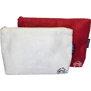 J.Crew Terry Crab Embroidered Pouch Set Red White NWOT
